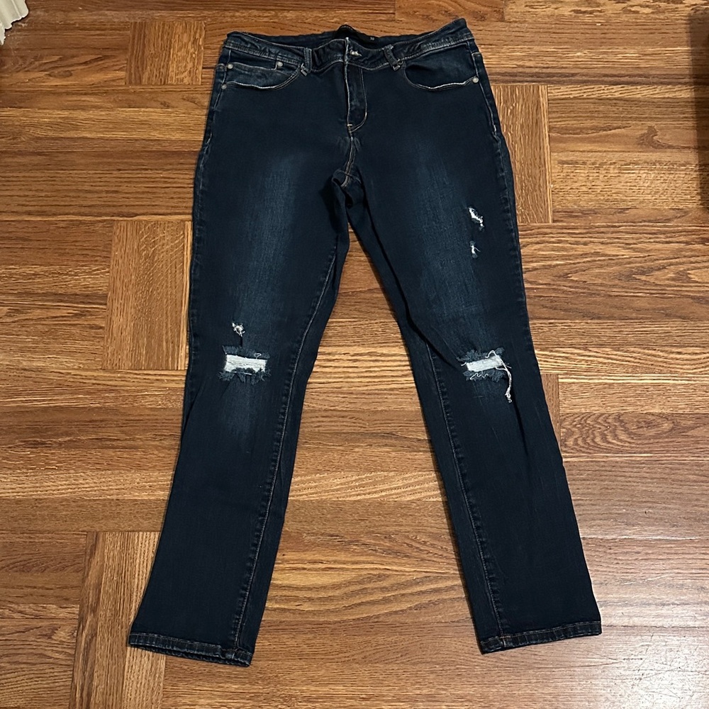 Harper Dark Wash Denim Distressed High Rise Skinny Jeans Size 30 Womens